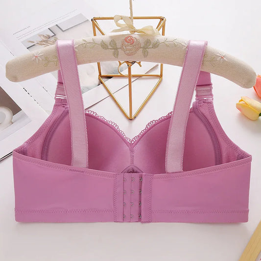 New large size luxury women's bra push up lace lace without steel ring comfortable breathable adjustable ladies underwear