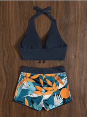 High-Waist Floral Bikini Set – Sporty &amp; Stylish Summer Swimwear