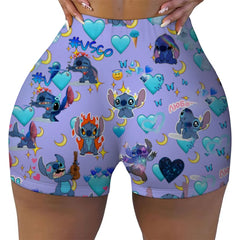 Custom Stitch Ohana Cartoon Gym Biker Running Shorts Women's Workout Yoga Shorts