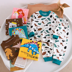 Baby girl Home Clothes Pajamas Long Pants T-shirt Cartoon Underwear 2-Piece Cartoon cat pattern girls clothes suit 0 to 6 years