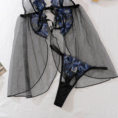 Diccvicc Women's Nightgown Embroidery See Through Lace Tops Panty Set Sexy Adult Sleepwear Babydoll Lingerie Night Home Clothes