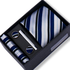 Elegant Ties For Men Gift Fashion Men Tie Set Striped Luxury Necktie Handchief Cufflinks 3 Pcs Business Wedding Suit Accessories