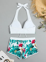 High-Waist Floral Bikini Set – Sporty &amp; Stylish Summer Swimwear