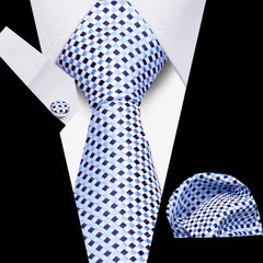 Elegant Ties For Men Gift Fashion Men Tie Set Striped Luxury Necktie Handchief Cufflinks 3 Pcs Business Wedding Suit Accessories