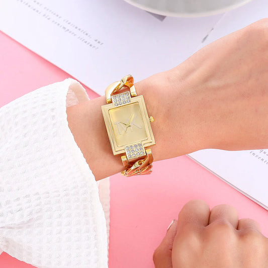 Fashion Square Dial Stainless Steel Strap Women's Bracelet Quartz Watch