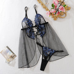 Diccvicc Women's Nightgown Embroidery See Through Lace Tops Panty Set Sexy Adult Sleepwear Babydoll Lingerie Night Home Clothes