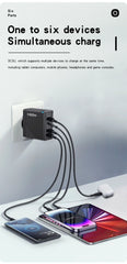 160W Multi Ports USB Charger Type C Fast Charging EU/US Plug Wall Charger For iPhone Samsung Xiaomi Huawei Phone Charger Adapter