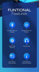 Haomuren USB Microphone for PC Mac Gaming Recording Streaming Podcast,Computer Condenser Mic with Phone Adapter Headphone Output