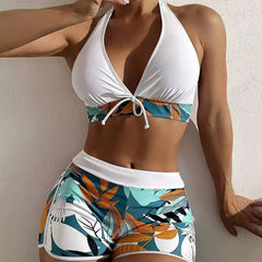 High-Waist Floral Bikini Set – Sporty &amp; Stylish Summer Swimwear