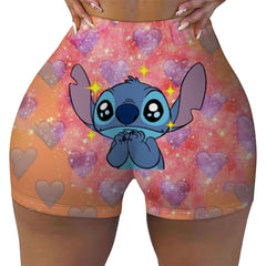 Custom Stitch Ohana Cartoon Gym Biker Running Shorts Women's Workout Yoga Shorts