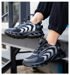 Rotary Buckle Work Sneakers Protective Shoes Lightweight Safety Shoes Puncture-Proof Anti-smash Steel Toe Shoes Work Boots Men