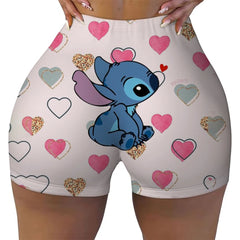 Custom Stitch Ohana Cartoon Gym Biker Running Shorts Women's Workout Yoga Shorts
