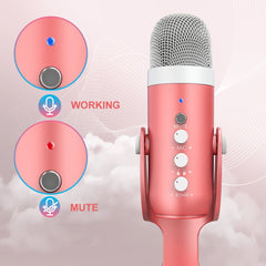 Haomuren USB Condenser Microphone Pink Studio Recording Mic for PC Mac Computer Phone Gaming Streaming Podcasting Laptop Desktop