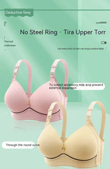 Mom Brassiere Without Steel Ring Breathable Gathered Ladies Underwear Non-magnetic Thin Cup Glossy Obese Female Ladies Bra