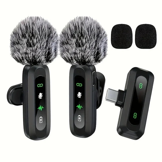 Wireless Lapel Microphone with Clip USB Type-C Connector Noise Cancellation Mic for Streaming Unidirectional Polar Pattern