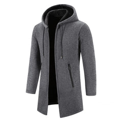 Men Long Sweatercoats Winter Hooded Cardigans Sweaters.