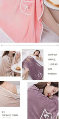 Womens Bath Towels Girls Wearable 140*85Cm Fast Drying Bathing Beach Spa Bathrobes Wash Clothing, Shower Bath And Gym Towel