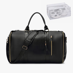 Carry On Garment Bag 55L Large Pu Leather Duffle Bag Waterproof With Shoe Pouch For 2 In 1 Hanging Suitcase Suit Travel Bags