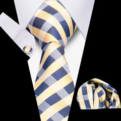Elegant Ties For Men Gift Fashion Men Tie Set Striped Luxury Necktie Handchief Cufflinks 3 Pcs Business Wedding Suit Accessories