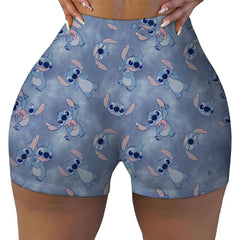 Custom Stitch Ohana Cartoon Gym Biker Running Shorts Women's Workout Yoga Shorts