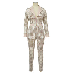 Women Two Piece Sets Outfits Elegant Tweed Slim