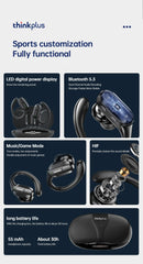 Lenovo XT80 Bluetooth 5.3 Sports Earbuds – HiFi Stereo, LED Power Display, Waterproof, with Mic