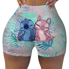 Custom Stitch Ohana Cartoon Gym Biker Running Shorts Women's Workout Yoga Shorts