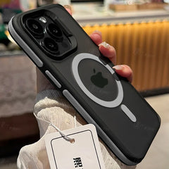 New Bicolor Matte Frosted Magnetic Phone Case For iPhone 17 16 15 14 Plus 13 12 11 Pro Max Translucent Shockproof Hard Cover
