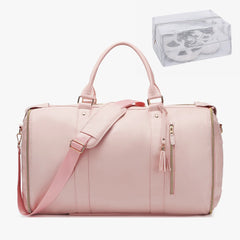 Carry On Garment Bag 55L Large Pu Leather Duffle Bag Waterproof With Shoe Pouch For 2 In 1 Hanging Suitcase Suit Travel Bags