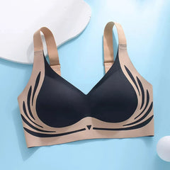 Seamless Ladies Underwear V-neck No Steel Ring Small Chest Gathered Adjustable Comfortable Thin Top Bra Breathable Gathered