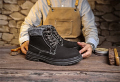 Golden Sapling Thicken Plush Men's Boots Winter Keep Warm Outdoor Snow Boots Men Non-slip Footwear PU Leather Platform Booties