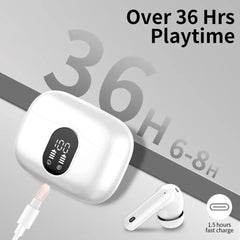 Wireless Earbuds with Bluetooth 5.3, In-Ear Headphones Featuring 4 ENC Mics and 36 Hours of Playtime, LED Display Included.