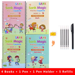 Sank Magic Practice Copybook Pen Preschools Kids Calligraphy English Verison Free Wiping Children Reusable Writing Book