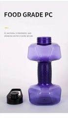 1pc 1500ml High Capacity Plastic Dumbbell Shaped Portable Water Bottle Creative Fitness Dumbbells Sport Bottle