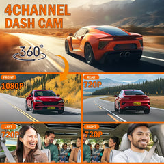 Dashcam for cars 4 Channel Black Box WiFi Driving Camera FHD 1080P Night Vision Loop Recording add Hardwire kit car accessories