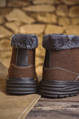 Golden Sapling Thicken Plush Men's Boots Winter Keep Warm Outdoor Snow Boots Men Non-slip Footwear PU Leather Platform Booties