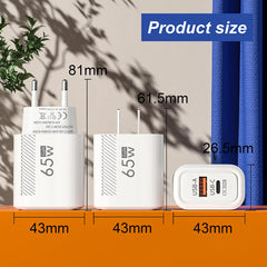 PD 65W GaN Charger USB C Fast Chargering Adapter For Samsung S22 S21 iPhone 14 13 Xiaomi Huawei LG Quick Charge 3.0 USB Charger