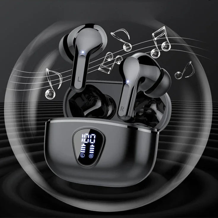HiFi Wireless Earbuds BT5.3 – 48H Playtime, ENC Noise Cancelling, LED Display, IP7 Waterproof.
