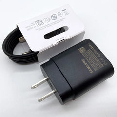 Samsung 25W US Plug Super Fast USB-C Charger PD Wall Power Adapter For Galaxy S24 S23 S22 S21 S20 Plus Note 20 Ultra A54 A56 A55
