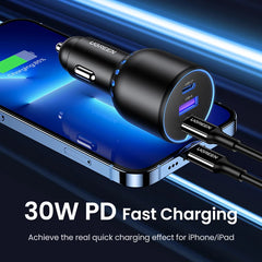 UGREEN 130W USB C Car Charger For Xiaomi iPhone 17 Samsung Galaxy S24 Laptops Tabet PD3.0 Fast Charging USB Type C Car Charger