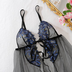 Diccvicc Women's Nightgown Embroidery See Through Lace Tops Panty Set Sexy Adult Sleepwear Babydoll Lingerie Night Home Clothes