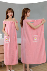 Large Bath towels For Body coral velvet Bath Towels Fashion Lady Wearable Fast Drying Beach Spa Bathrobes Bath Skirt