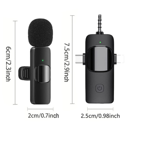 4 in 1 Professional Wireless Lavalier Microphone for IPhone/iPad/Android/Smartphone/Camera/Computer for Interviews Video Podcast