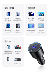 UGREEN 130W USB C Car Charger For Xiaomi iPhone 17 Samsung Galaxy S24 Laptops Tabet PD3.0 Fast Charging USB Type C Car Charger