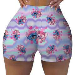 Custom Stitch Ohana Cartoon Gym Biker Running Shorts Women's Workout Yoga Shorts
