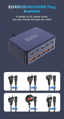 800W USB C GaN Charger 100W PD3.0 PPS QC3.0 Multiport Fast Charging Station for iPhone 15 16 Samsung Macbook Pro Laptops Tablets