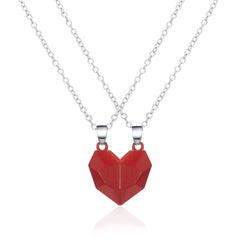 Good Simple Quality Couple Pendant Necklace Electrocardiogram,Magnetic Heart,Pendant Splicing Necklace Valentine's Day Gift