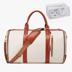 Carry On Garment Bag 55L Large Pu Leather Duffle Bag Waterproof With Shoe Pouch For 2 In 1 Hanging Suitcase Suit Travel Bags