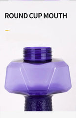 1pc 1500ml High Capacity Plastic Dumbbell Shaped Portable Water Bottle Creative Fitness Dumbbells Sport Bottle