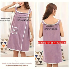 1pc Wearable Bath Towel Bowknot Coral Velvet Bath Skirt For Adults Water Absorption Quick Drying Bath Towel No Hair Loss Bath Su